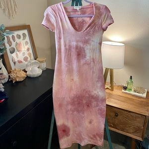 Pink tie-dye body con maxi dress